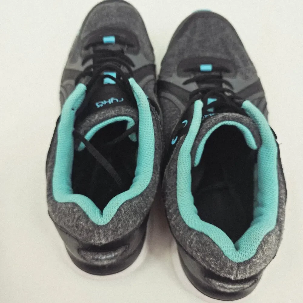 Ryka Aries Womens Running Sneaker Shoe 9.5 M Gray & Teal Leather Memory Foam